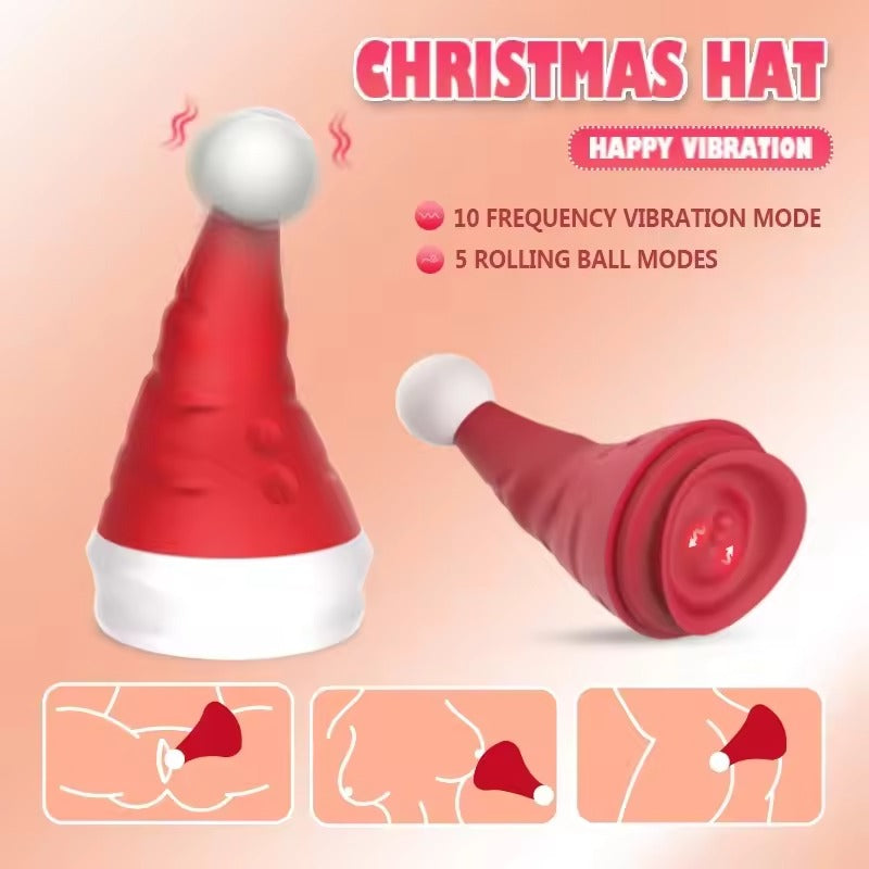 Christmas Hat Vibrator for BDSM, Sex Kink & Plus Size Lingerie Play