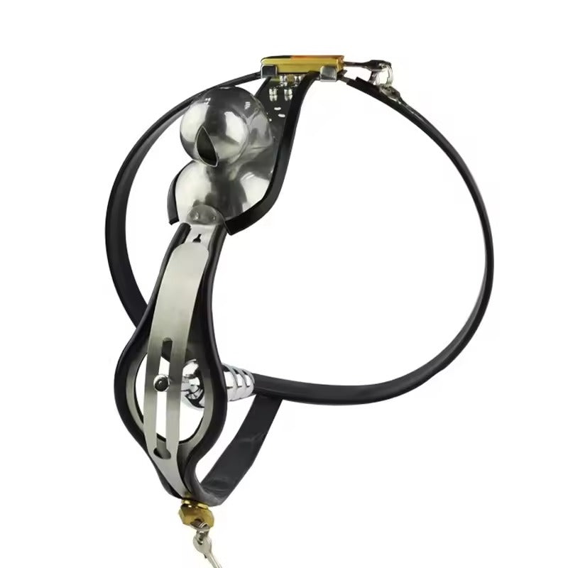 Male Stainless Steel Chastity Belt || Cock Cage & Anal Beads Butt Plug || Penis Sleeve Lock || Bondage Erotic Sex Toy for Gay LGBT Public