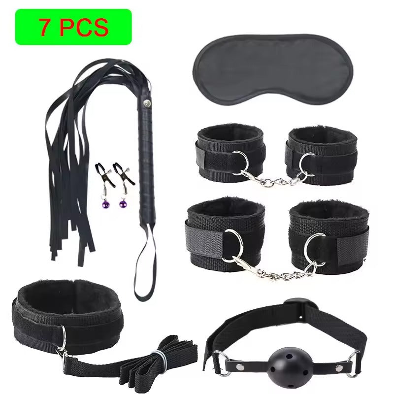 21PCS SM BDSM Bondage Beginners Toy Set || Couple's Bedroom Bed Restraint Kit || Vibrator, Anal Plug, and Couple Dice, Cuffs, Lube And More
