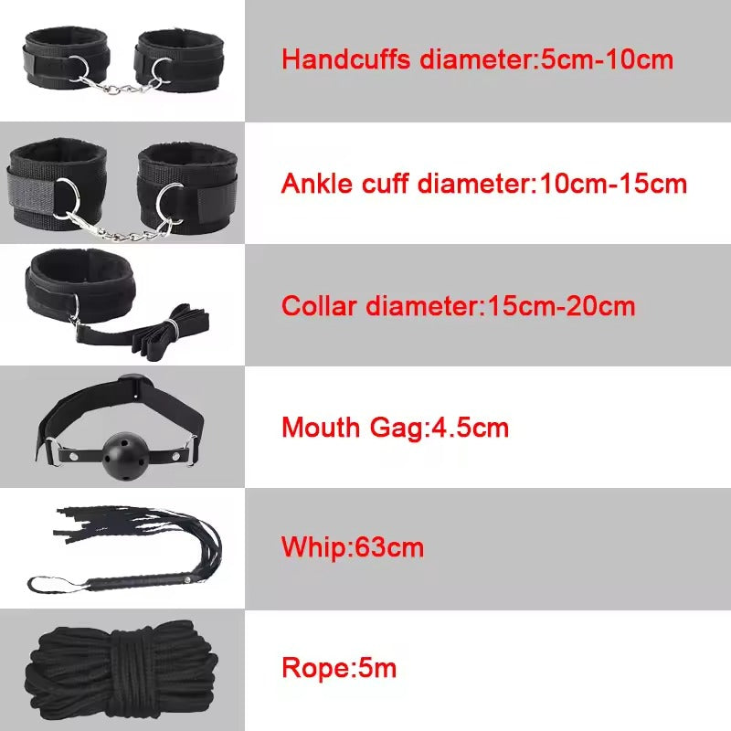 21PCS SM BDSM Bondage Beginners Toy Set || Couple's Bedroom Bed Restraint Kit || Vibrator, Anal Plug, and Couple Dice, Cuffs, Lube And More