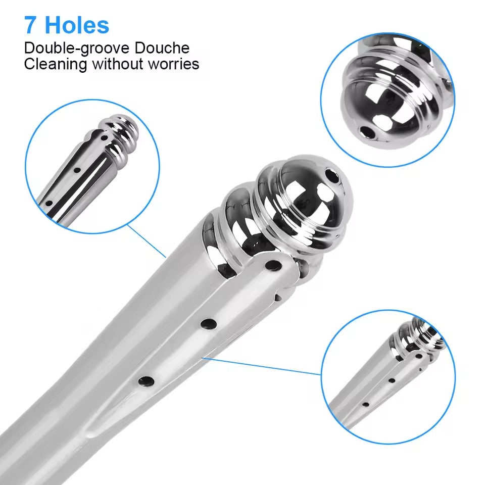 Shower Attachment Anal Washer Nozzle || 7-Hole Butt Plug for Vaginal and Anus Cleaning || Enema Douche for Couples || Bathroom Sex Toy LGBT