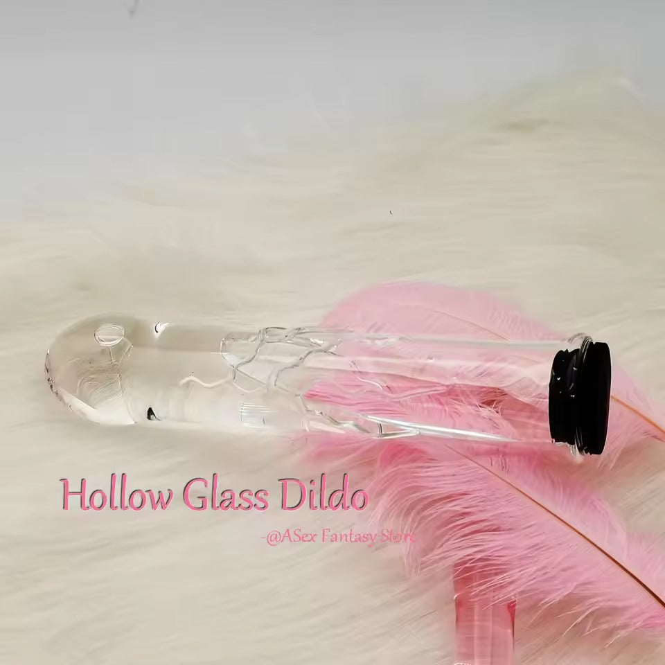 Glass Hollow Water Dildo Plug || Hot/Ice Water Play LGBTQ || Pyrex Penis Cock for BDSM Games || 7.8 Inch Adult Sex Toy || Temperature Play