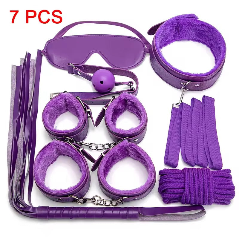 21PCS SM BDSM Bondage Beginners Toy Set || Couple's Bedroom Bed Restraint Kit || Vibrator, Anal Plug, and Couple Dice, Cuffs, Lube And More