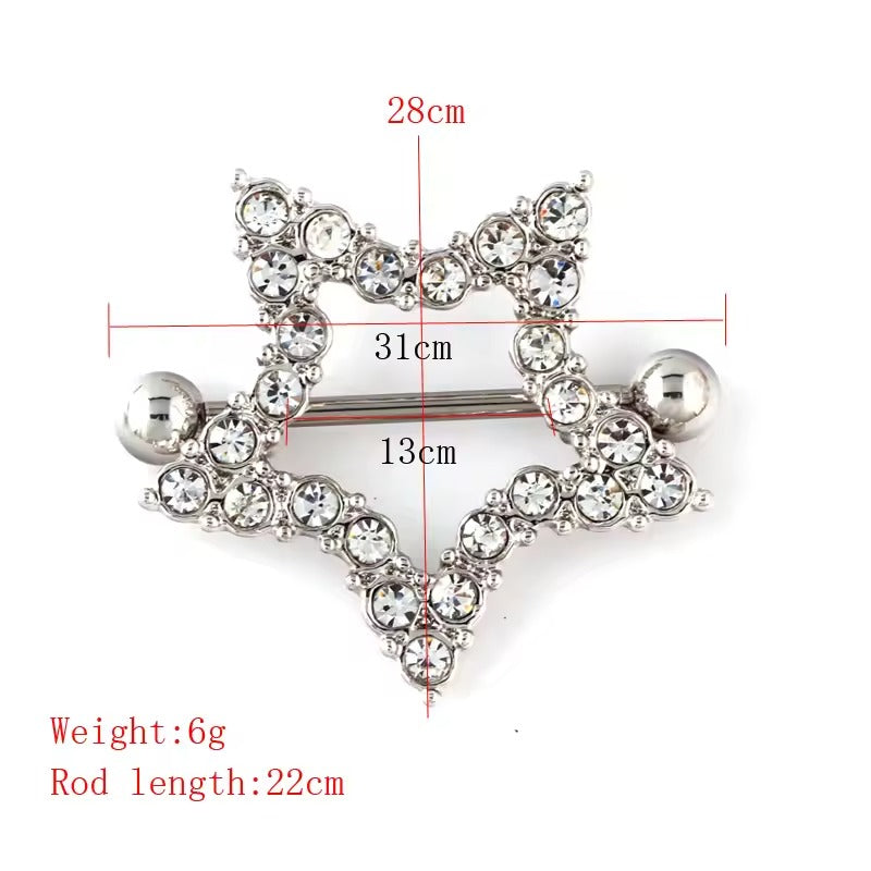 Steampunk Dream Catcher Star Nipple Rings || 1 Pair Nipple Shields || Body Jewelry for Women || Nipple Piercing Accessory || 31mm Bar Length