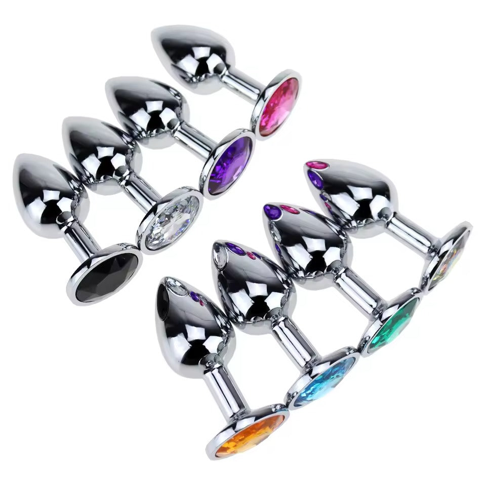 UK Jewellery Stainless Steel Insert Plug || Luxurious Stopper Butt Dildo for Couples || Adult Ass BDSM Game || Sparkling Colours Available