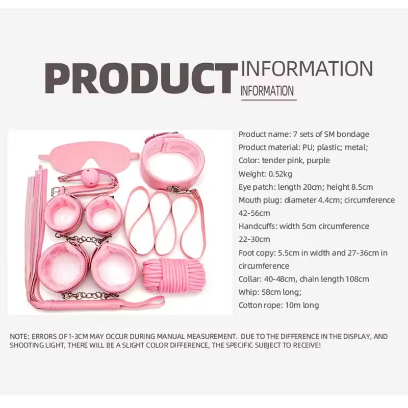 21PCS SM BDSM Bondage Beginners Toy Set || Couple's Bedroom Bed Restraint Kit || Vibrator, Anal Plug, and Couple Dice, Cuffs, Lube And More