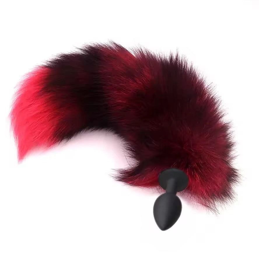 Furry Faux Fox Tail Plug || Cat Dog Puppy Play || Bedroom Bed Restraint || Stainless Steel for Roleplay || Available in Black/Brown/Grey