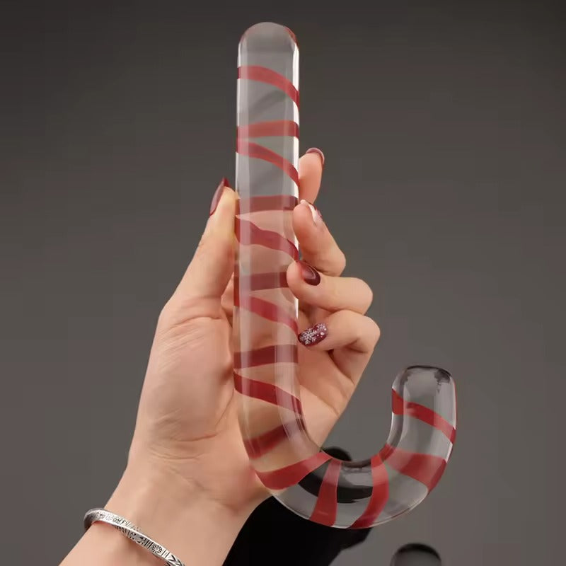 Christmas Candy Cane Glass Anal Plug || Festive Dildo Massager || Vaginal & Anal Stimulation || Adult Butt Plug Gay Intimate Exploration