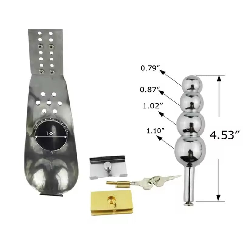Male Stainless Steel Chastity Belt || Cock Cage & Anal Beads Butt Plug || Penis Sleeve Lock || Bondage Erotic Sex Toy for Gay LGBT Public