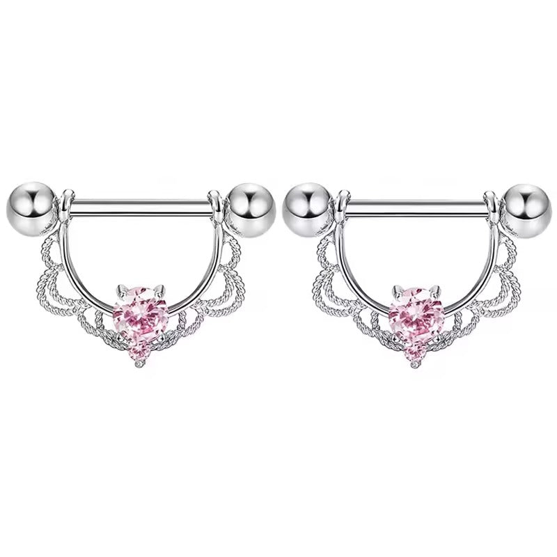 Star Nipple Piercing Barbell || Stainless Steel Crystal Nipple Ring || Sexy Body Jewelry | Gold/Silver Chest Decor | Lesbian Party Accessory