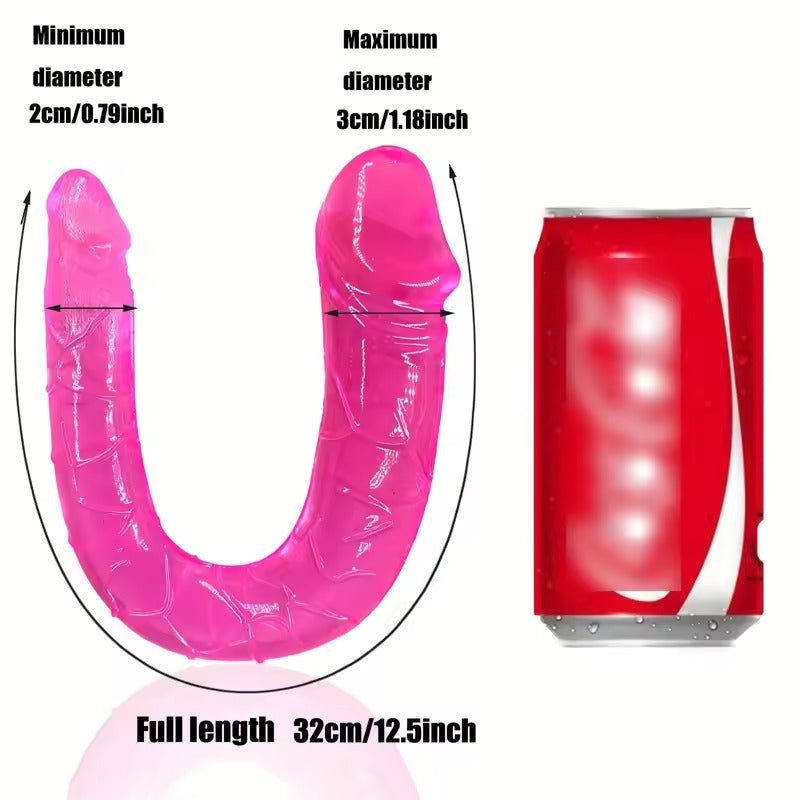 U-Shaped Double Dildo || Flexible Soft Silicone || Crystal Clear Dual-End for Vaginal Anal Play || Lesbian Double Dildos | Discreet Sex Toys