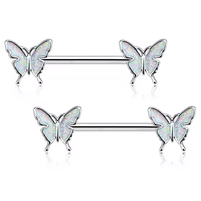 Star Nipple Piercing Barbell || Stainless Steel Crystal Nipple Ring || Sexy Body Jewelry | Gold/Silver Chest Decor | Lesbian Party Accessory