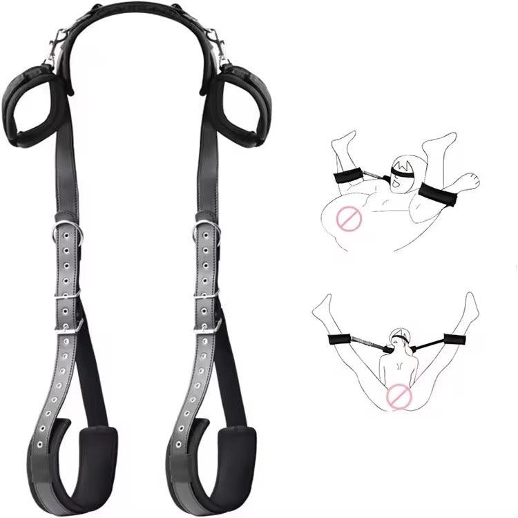 Couples Sex Harness || BDSM Handcuffs Restraints Kit || Open Leg Ankle Cuffs || SM Bondage Bed Straps || Adjustable Slave Erotic Bedroom