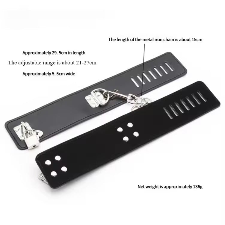 Handcrafted BDSM Restraint Set || Wrist & Ankle Cuffs with Collar || Adjustable Leather Choker || Couples' Bondage Play || BDSM LGBT Chains