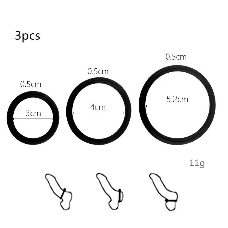 Silicone Penis Ring Set || Reusable Cock Rings for Men || Enhancer Rings - Prolonged Experience || Various Sizes, Bedroom Bed Restraints Gay