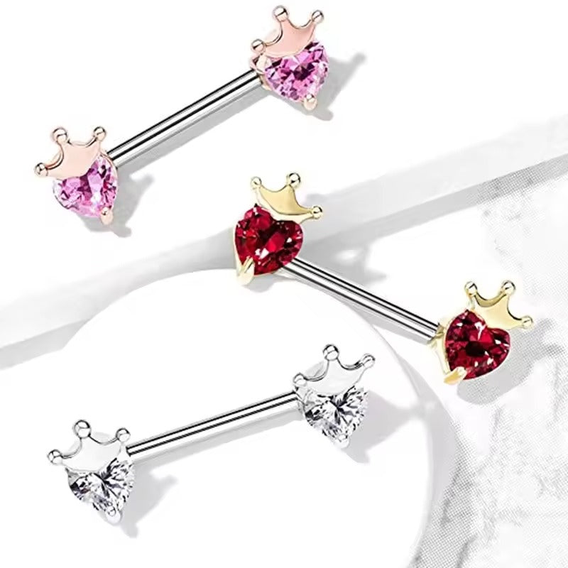 Star Nipple Piercing Barbell || Stainless Steel Crystal Nipple Ring || Sexy Body Jewelry | Gold/Silver Chest Decor | Lesbian Party Accessory