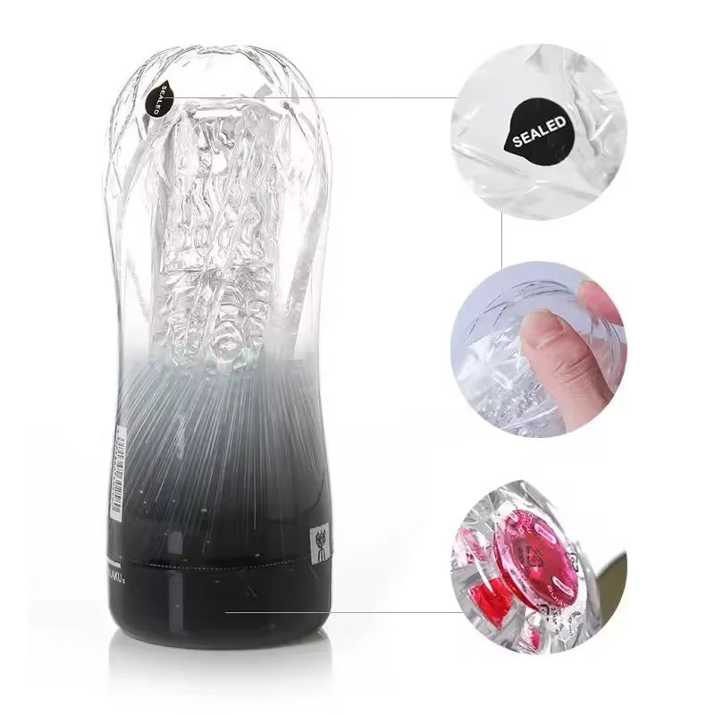 Reusable Vacuum Sex Cup, Soft and Transparent, Gorgeous Vagina, Male Masturbator Cup with Pocket, Endurance Training Toys for Men, Sex Toys
