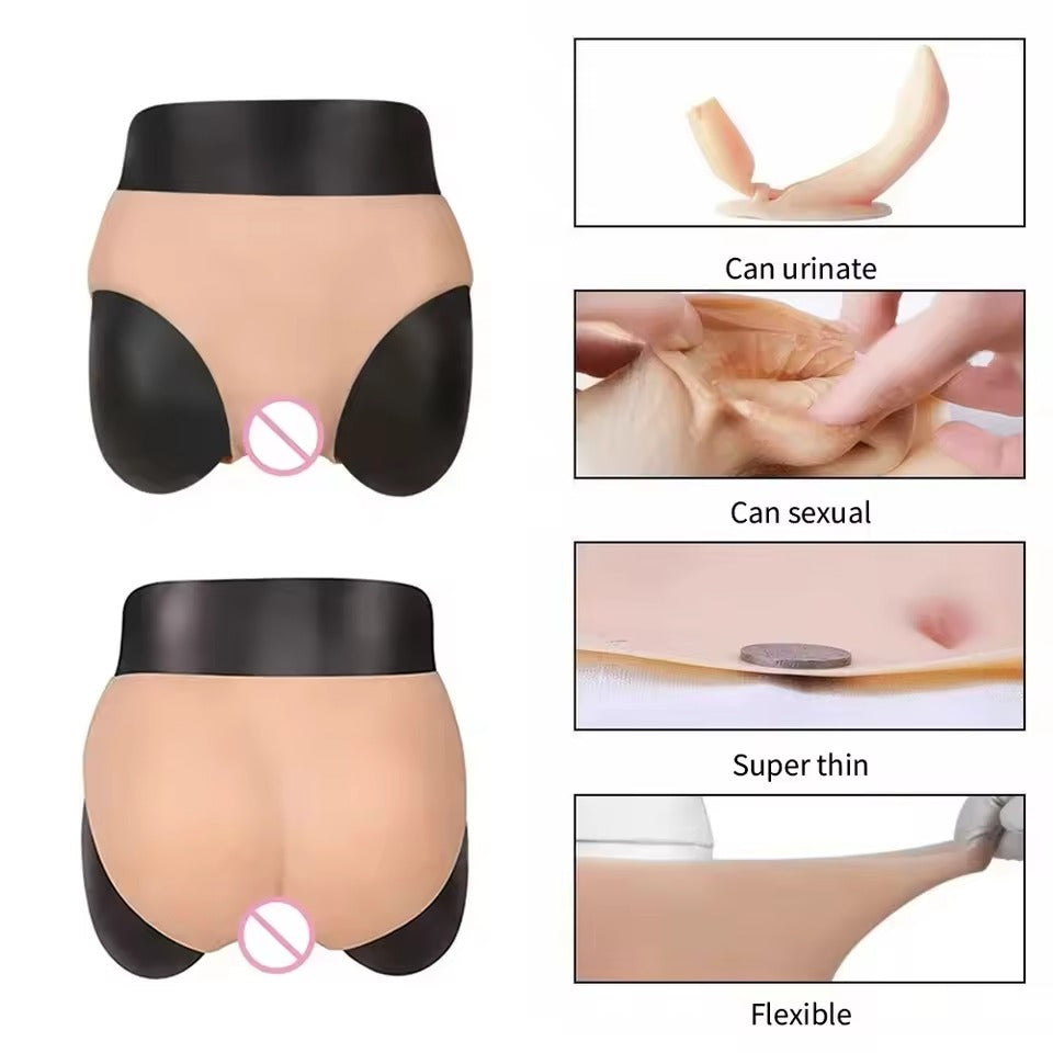 Silicone Fake Vagina Underwear for Crossdressing || Penis Concealment Drag Queen Sissy Pants|| Ivory, Light Beige, Tan || Discreet Shipping