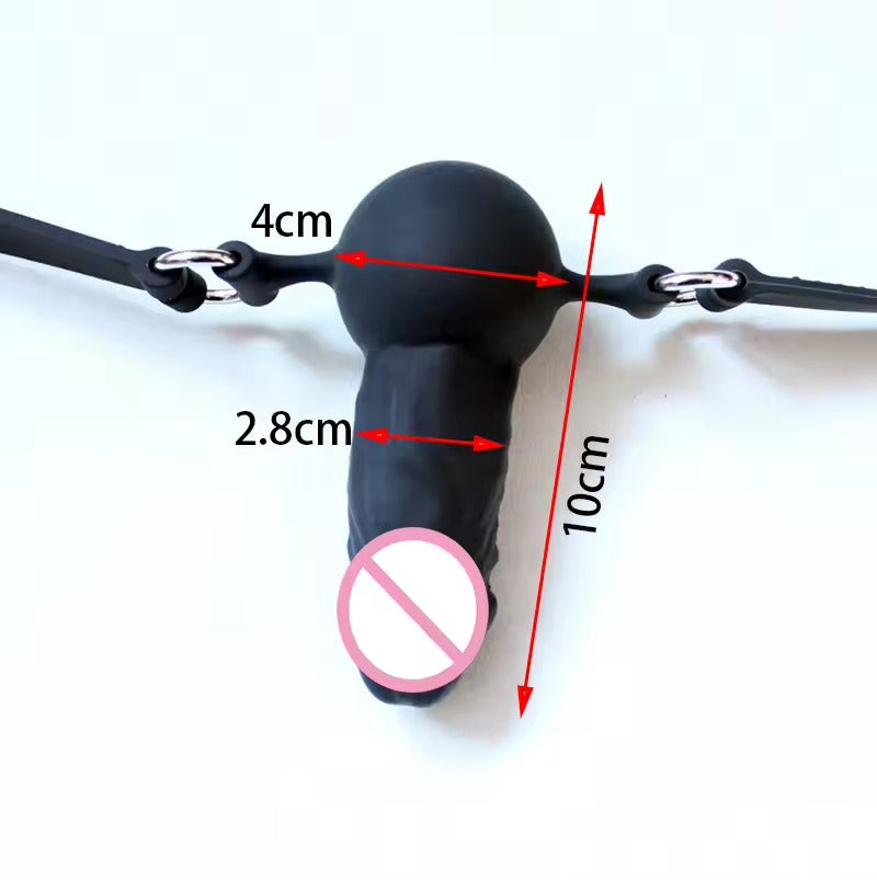 Silicone Oral Plug Gag 5cm or 10cm || Open Mouth Bondage Belt || Adult Harness for Roleplay || Two Colours || BDSM Accessory LGBT Kinky