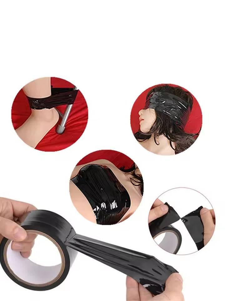 BDSM Bondage Tape || PVC Self-Adhesive Restraint Electrostatic Belt || Provocative Slave Harness || Adult Couples Play Kit with Body Pen Set