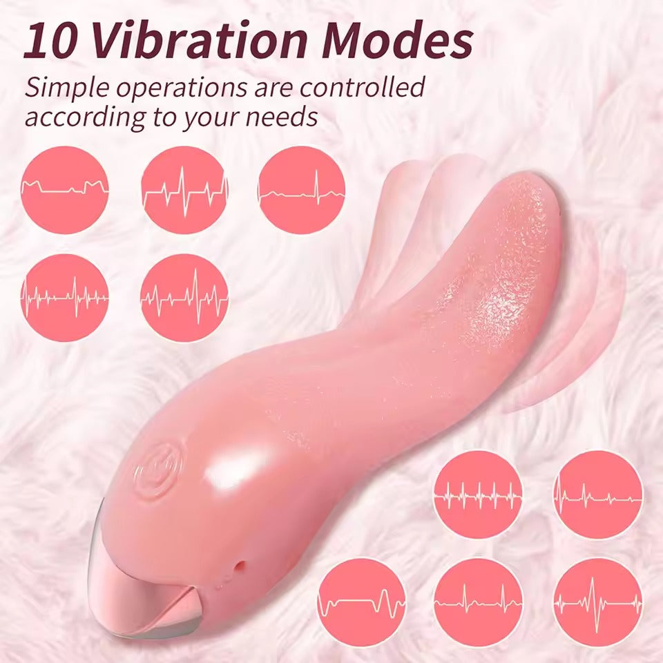 Realistic Tongue Licking Vibrator || Clit & Breast Stimulation || Handmade Multi-Mode Sex Toy for Women || Soft Silicone Masturbation Toy
