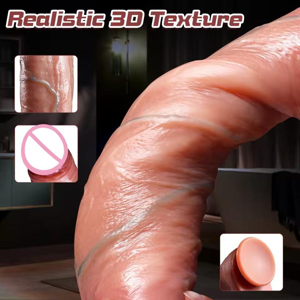 Realistic Skin Dildo with Sliding Foreskin || Dual Layer Liquid Silicone || Strong Suction Cup || Anal Vaginal Play | Sex Toy Women Lesbians