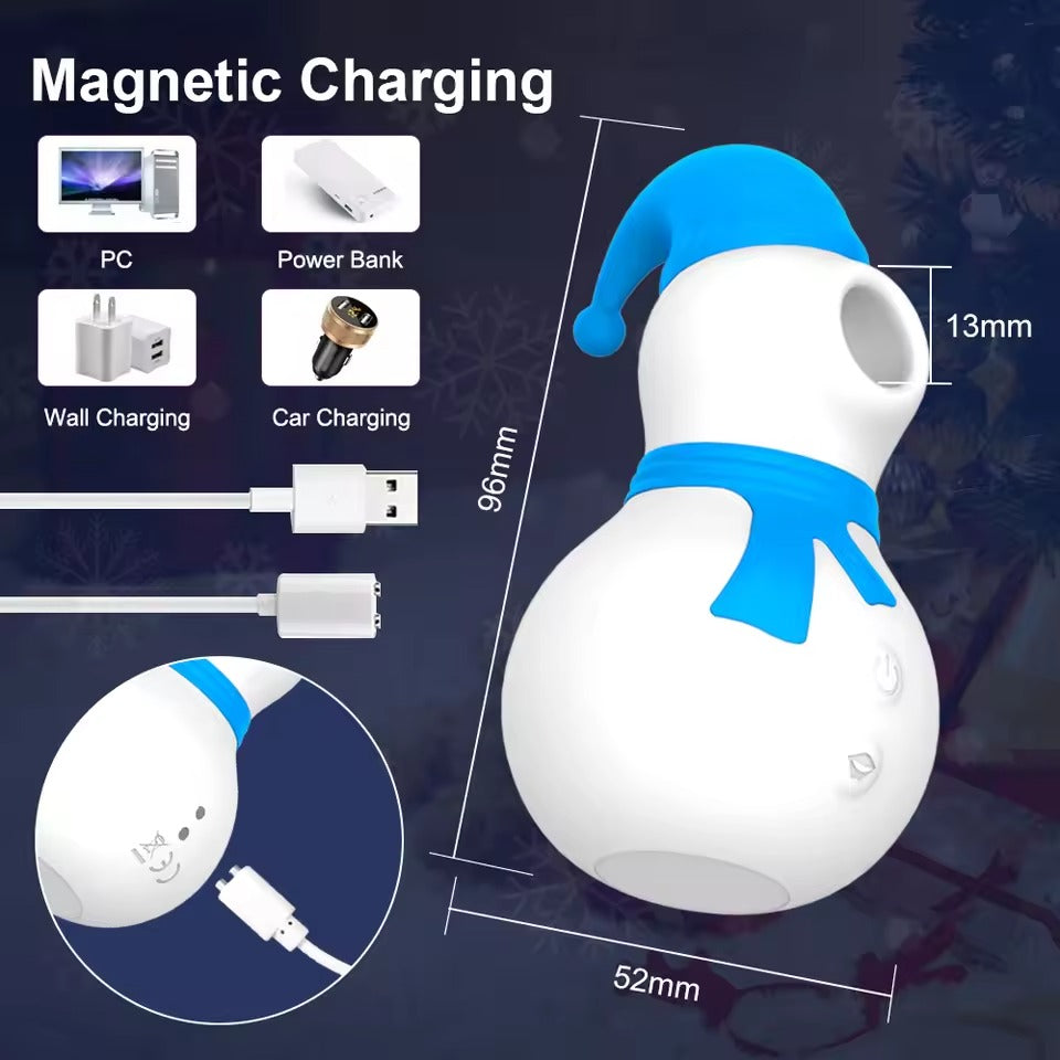 Snowman Sucking Vibrator for Women || Clit, Anal, Vagina Stimulator || Cute Christmas Gift | Adult Sex Toy Blue & Red | Bedroom LGBT Lesbian