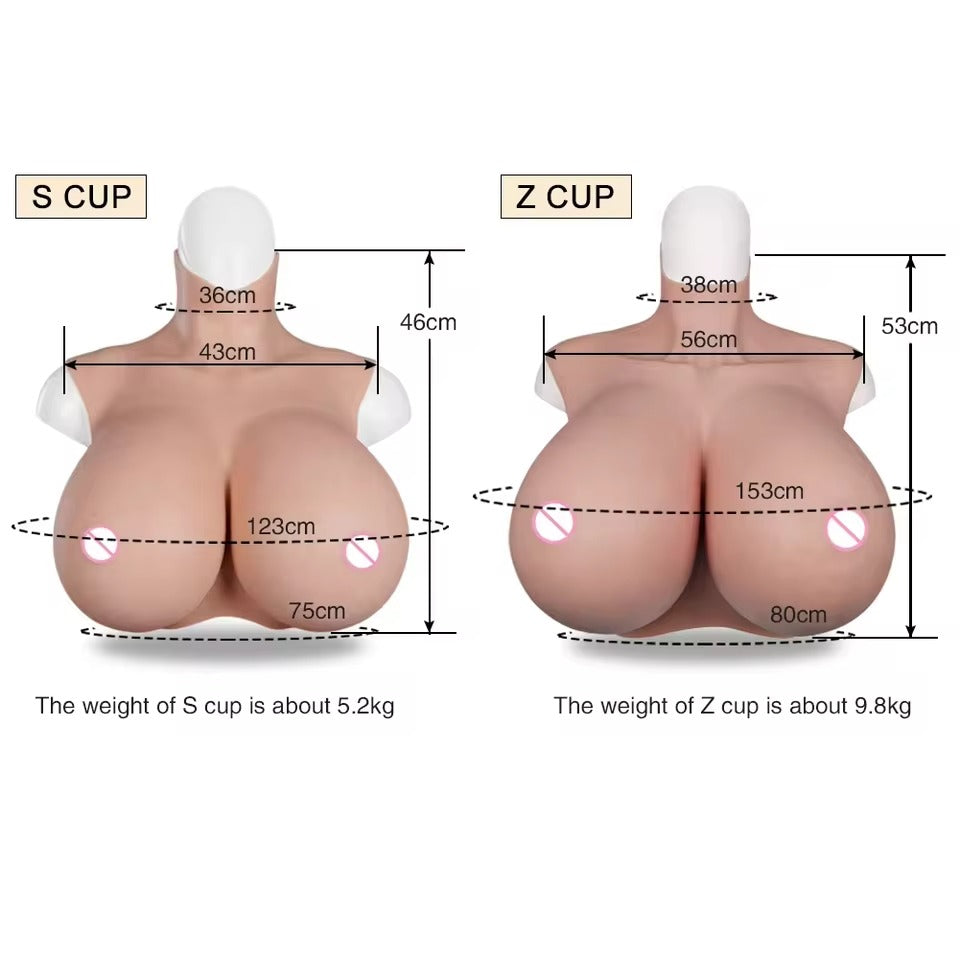 8th Large Realistic Silicone Breast Forms with Air Filled Chest for Men Crossdresser Drag Queen Sissy Cosplay