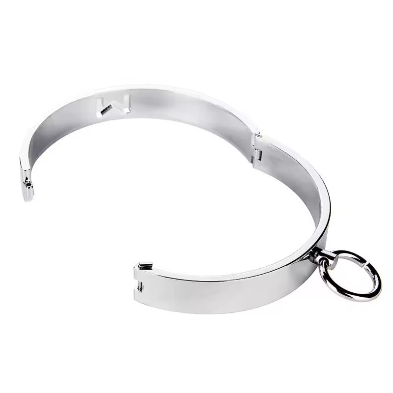 Stainless Steel BDSM Collar || Metal Neck Collar for Slave Role Play || 12cm Fetish Restraint Necklace || Women's Slave Bondage Accessory
