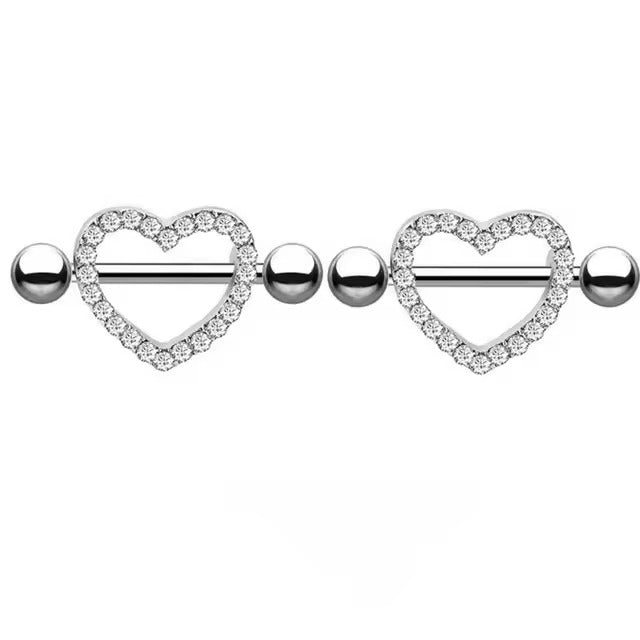 Star Nipple Piercing Barbell || Stainless Steel Crystal Nipple Ring || Sexy Body Jewelry | Gold/Silver Chest Decor | Lesbian Party Accessory