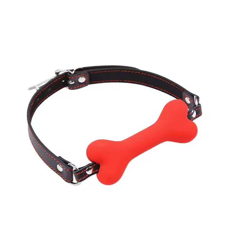 Handcrafted Bone Gag Oral Mouthpiece || Dog Roleplay & Flirting Tool || Lockable Adjustable Kinky Fetish Belt || Faux Leather and Silicone