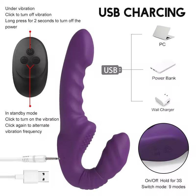 10 Speeds Strapless Strap-on Dildo Female Double Vibrator Adult Sex Toys for Couples Lesbian G-spot Anal Prostate Massage