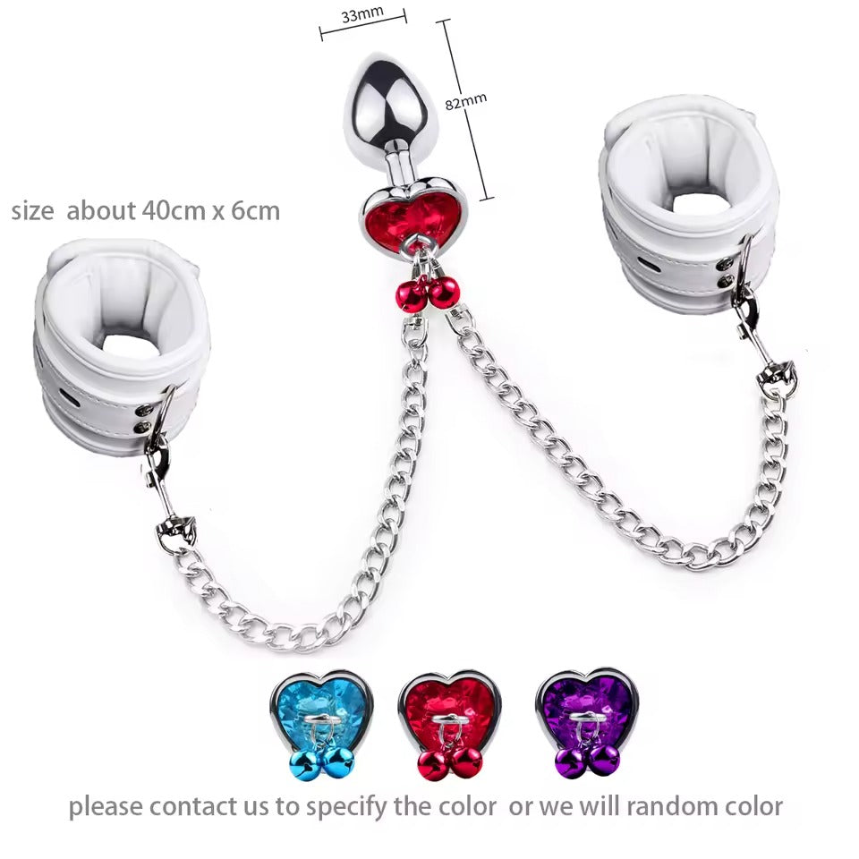 Wrist to Anal Plug Bondage Kit || Handcuffs Connect with Butt Plug || Adult SM Sex Toys || Fetish Jewelry LGBT Bed Sex Gay Lesbian Couples