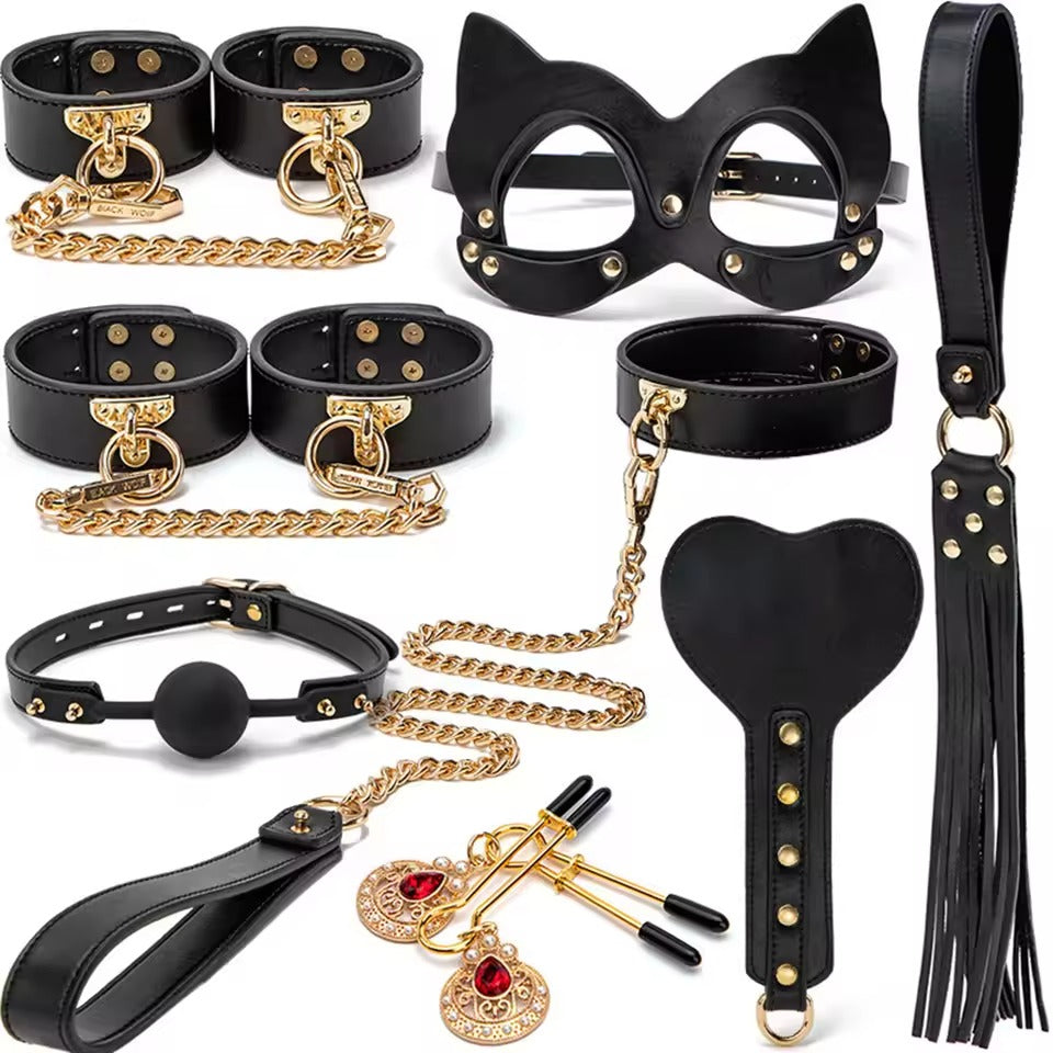 BDSM Restraints and Eye Mask Set - 14 Pieces