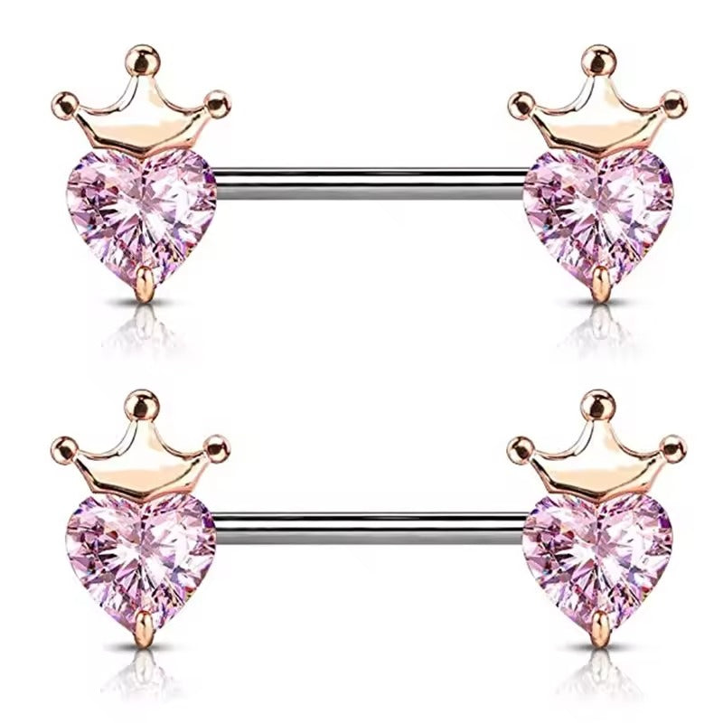 Star Nipple Piercing Barbell || Stainless Steel Crystal Nipple Ring || Sexy Body Jewelry | Gold/Silver Chest Decor | Lesbian Party Accessory