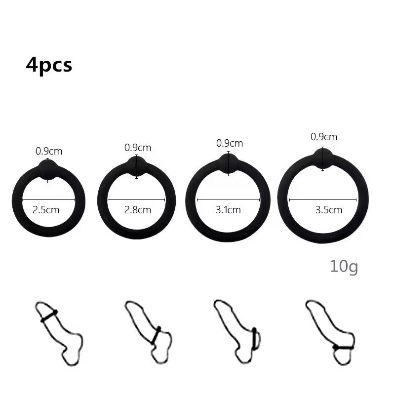 Silicone Penis Ring Set || Reusable Cock Rings for Men || Enhancer Rings - Prolonged Experience || Various Sizes, Bedroom Bed Restraints Gay