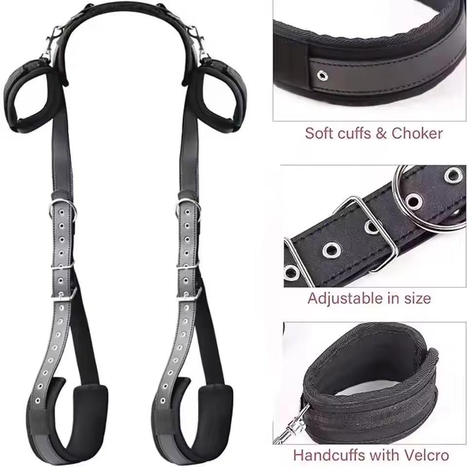 Couples Sex Harness || BDSM Handcuffs Restraints Kit || Open Leg Ankle Cuffs || SM Bondage Bed Straps || Adjustable Slave Erotic Bedroom