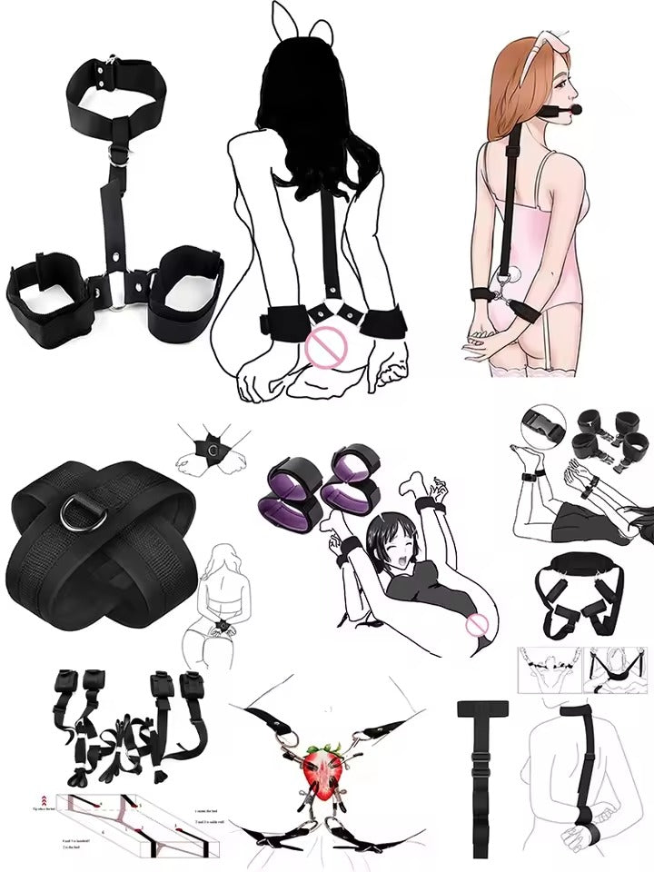 27-Piece Adult Crystal Mace Sex Toy Set || Leather Paddle, Binding Handcuffs, Anal Plugs || Multi-Accessory Bondage Beginners BDSM Kinky Kit