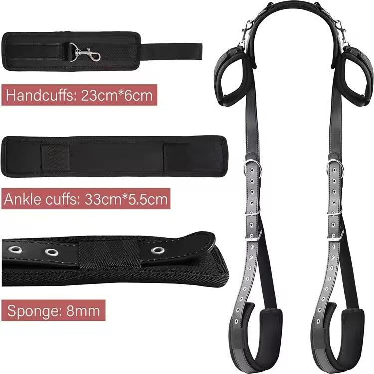 Couples Sex Harness || BDSM Handcuffs Restraints Kit || Open Leg Ankle Cuffs || SM Bondage Bed Straps || Adjustable Slave Erotic Bedroom