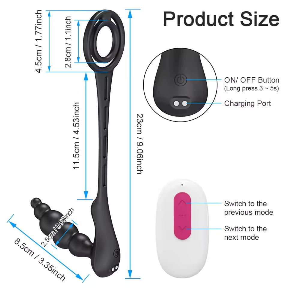 Wireless Remote Anal Butt Plug Vibrator || Prostate Massager for Men & Women || Gay Anal Plug with Dual Rings || Adult Buttplug Toy Gay LGBT