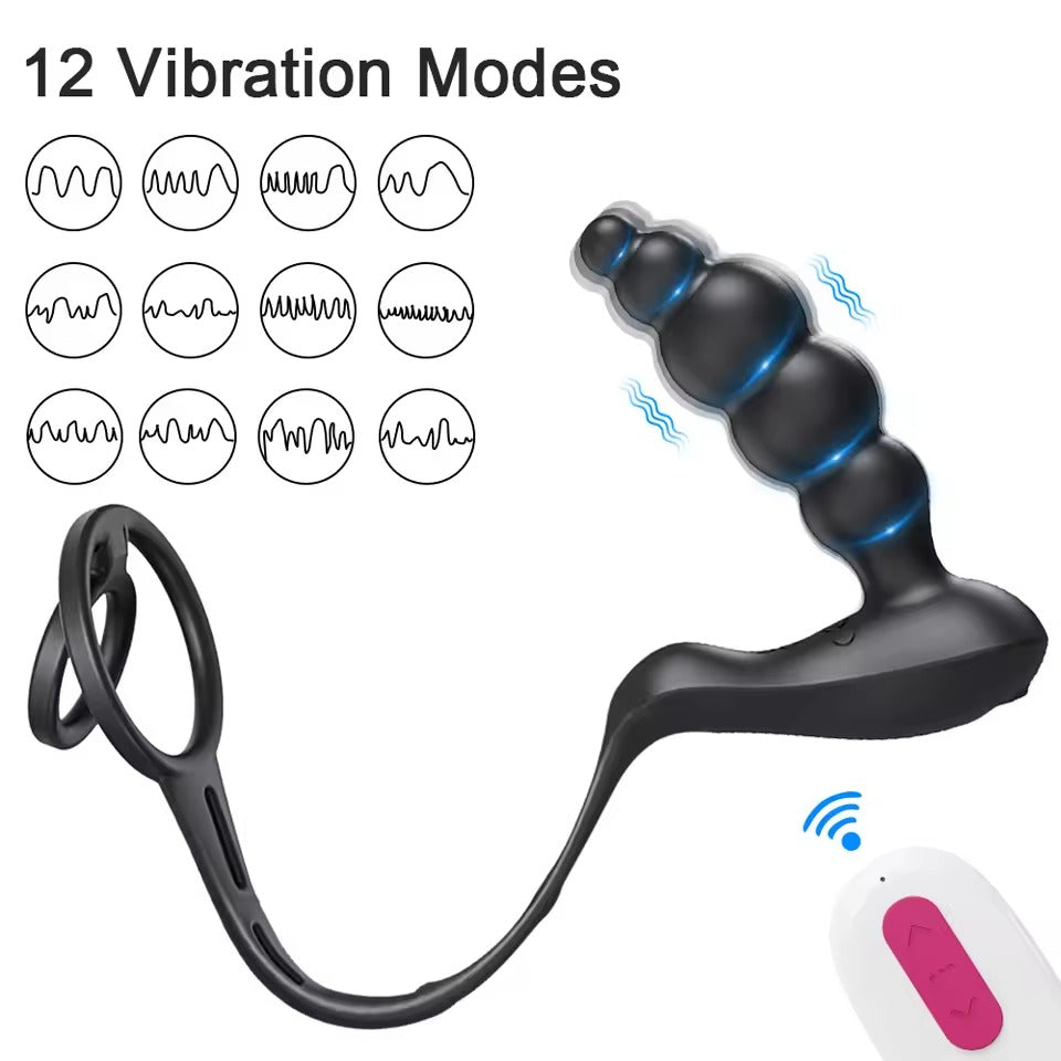 Wireless Remote Anal Butt Plug Vibrator || Prostate Massager for Men & Women || Gay Anal Plug with Dual Rings || Adult Buttplug Toy Gay LGBT