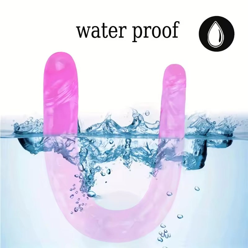 U-Shaped Double Dildo || Flexible Soft Silicone || Crystal Clear Dual-End for Vaginal Anal Play || Lesbian Double Dildos | Discreet Sex Toys