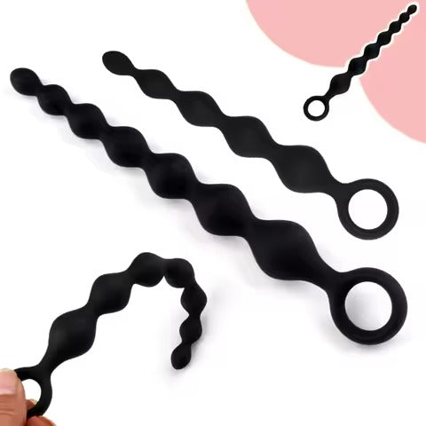 Handcrafted Dual Penetration Anal Plug Set || Silicone Dildo Butt Plug || G-Spot & Anal Beads Stimulator || Versatile Sex Toy for Couples