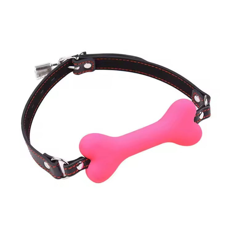 Handcrafted Bone Gag Oral Mouthpiece || Dog Roleplay & Flirting Tool || Lockable Adjustable Kinky Fetish Belt || Faux Leather and Silicone