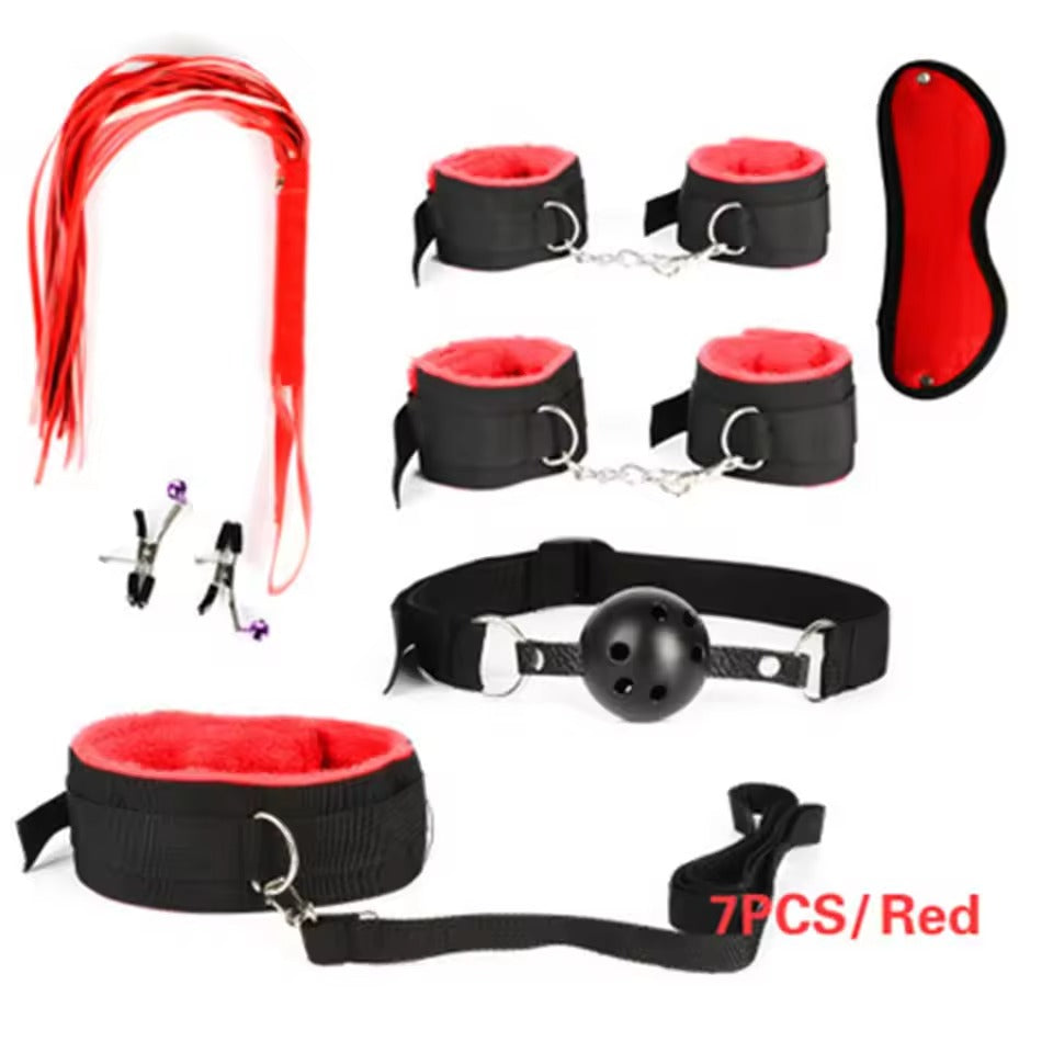 14pcs Leather Bundle SM Set || Handcuffs, Feet Cuffs, Eye Mask || Adult Sex Toy || Couple Game Accessories || Available in Red or Black