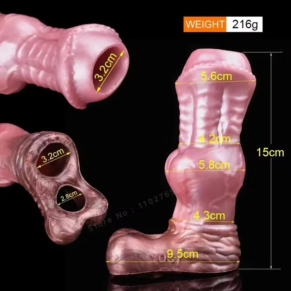 Large Fantasy Penis Sleeve || Liquid Silicone Sheath with Anti-Drop Ring || Men's Sex Toy Cock Gay Masturbator Pocket || Available in 4 Types