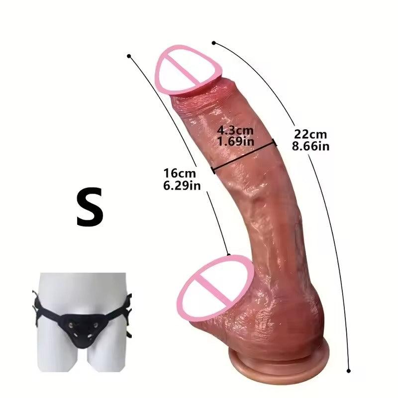 Realistic Skin Dildo with Sliding Foreskin || Dual Layer Liquid Silicone || Strong Suction Cup || Anal Vaginal Play | Sex Toy Women Lesbians