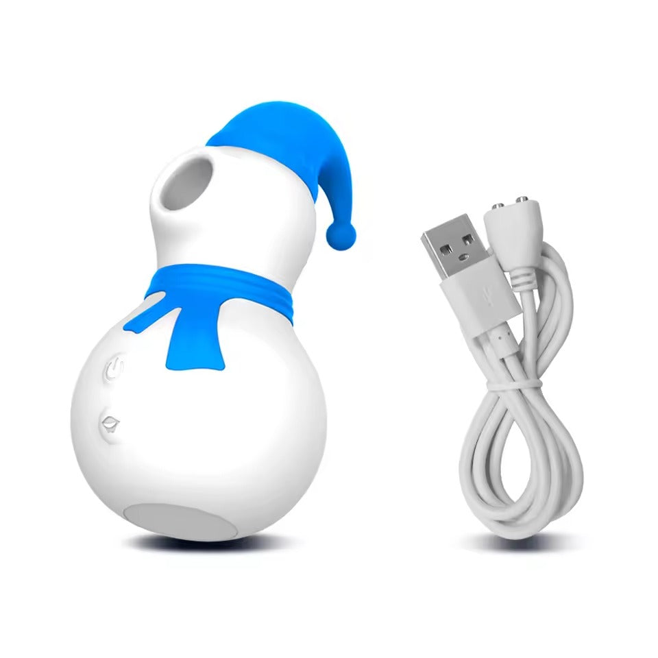 Snowman Sucking Vibrator for Women || Clit, Anal, Vagina Stimulator || Cute Christmas Gift | Adult Sex Toy Blue & Red | Bedroom LGBT Lesbian