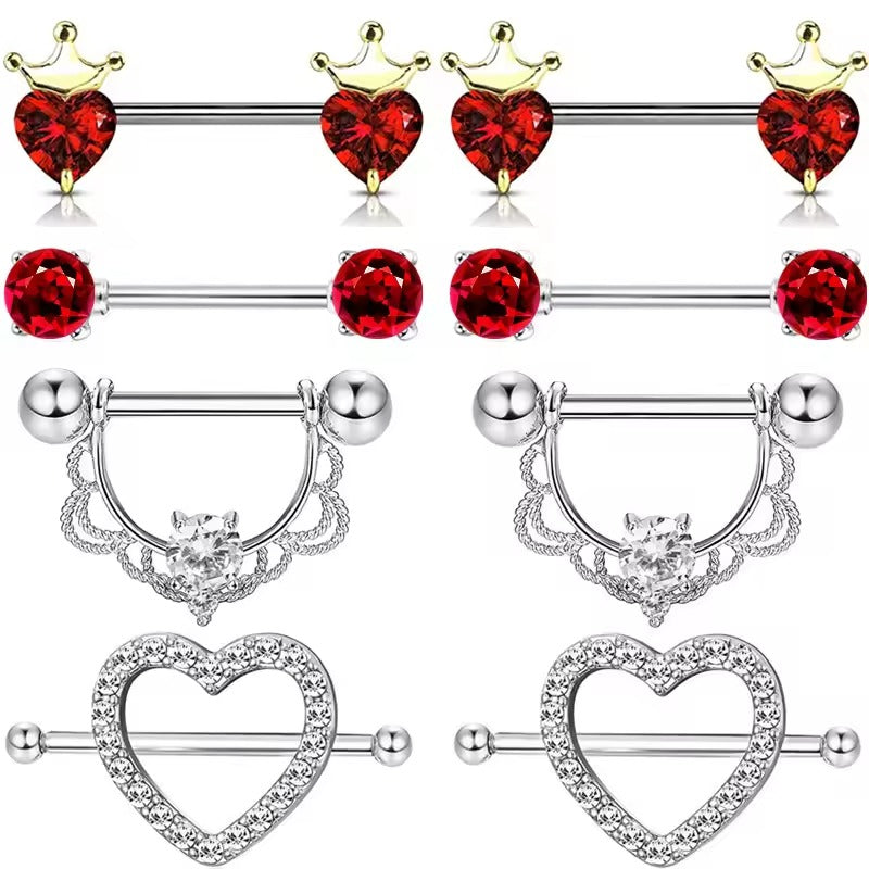 Star Nipple Piercing Barbell || Stainless Steel Crystal Nipple Ring || Sexy Body Jewelry | Gold/Silver Chest Decor | Lesbian Party Accessory