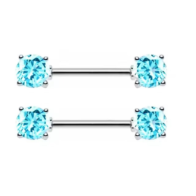 Star Nipple Piercing Barbell || Stainless Steel Crystal Nipple Ring || Sexy Body Jewelry | Gold/Silver Chest Decor | Lesbian Party Accessory